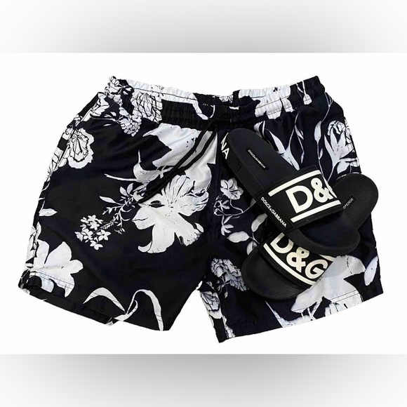 Dolce&Gabbana Black White Logo Pool Slides EU Size 40 (Mens US 9) Unisex - Picture 13 of 17